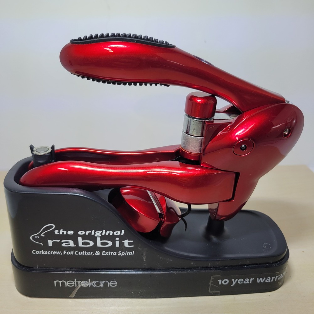 Original Rabbit Corkscrew Wine Opener Foil Cutter Extra‎ Spiral Red Metrokane